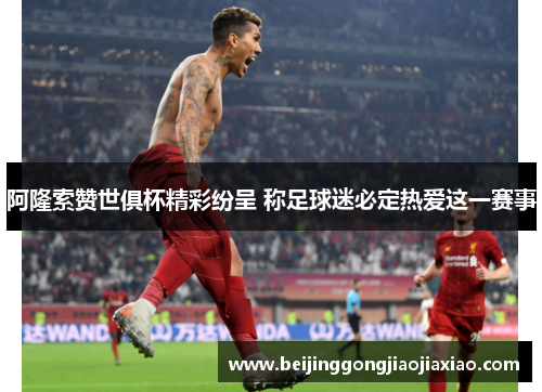 阿隆索赞世俱杯精彩纷呈 称足球迷必定热爱这一赛事