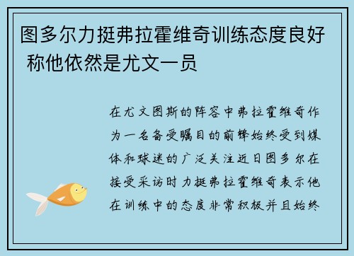 图多尔力挺弗拉霍维奇训练态度良好 称他依然是尤文一员